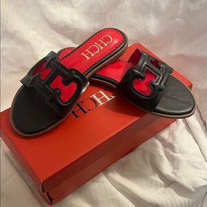 Leather black sandals